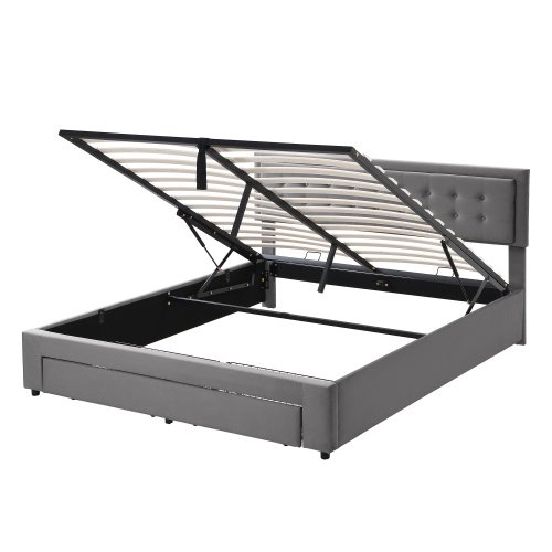 Upholstered Bed,Super King Size Bed-6ft180x200cm, Velvet Fabric, Double Bed, Large Storage Space,With Slats And Headboard,Without Mattress,Grey - Image 9