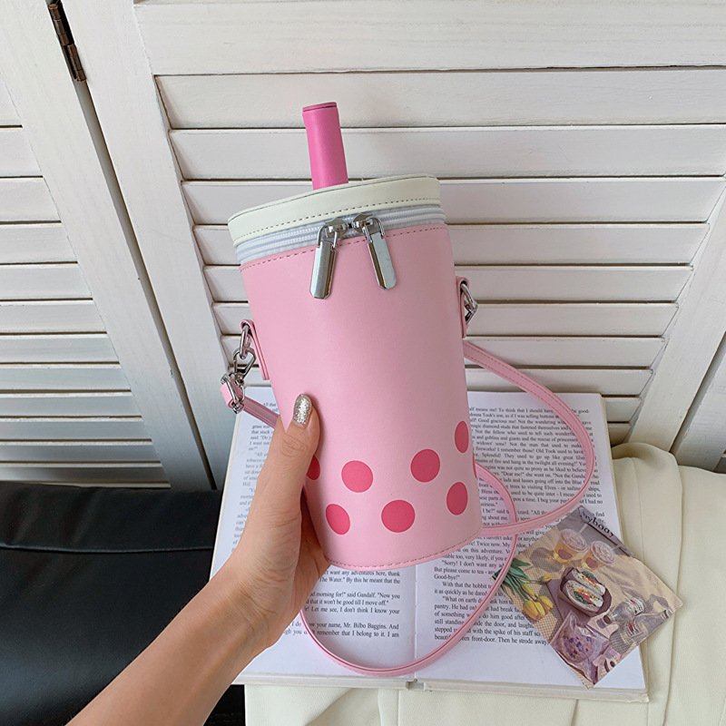 Milk Tea Personalized Small Bags Women's New Fashion Messenger Phone Bag Cute Girl Bucket Backpack - Image 2
