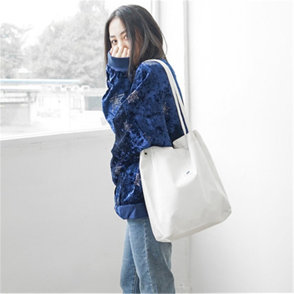 Women's Shopping Bag Large Ladies Canvas Shoulder Bags Tote Shopper Eco Reusable Bag Cotton Cloth Handbag For Women - Image 5