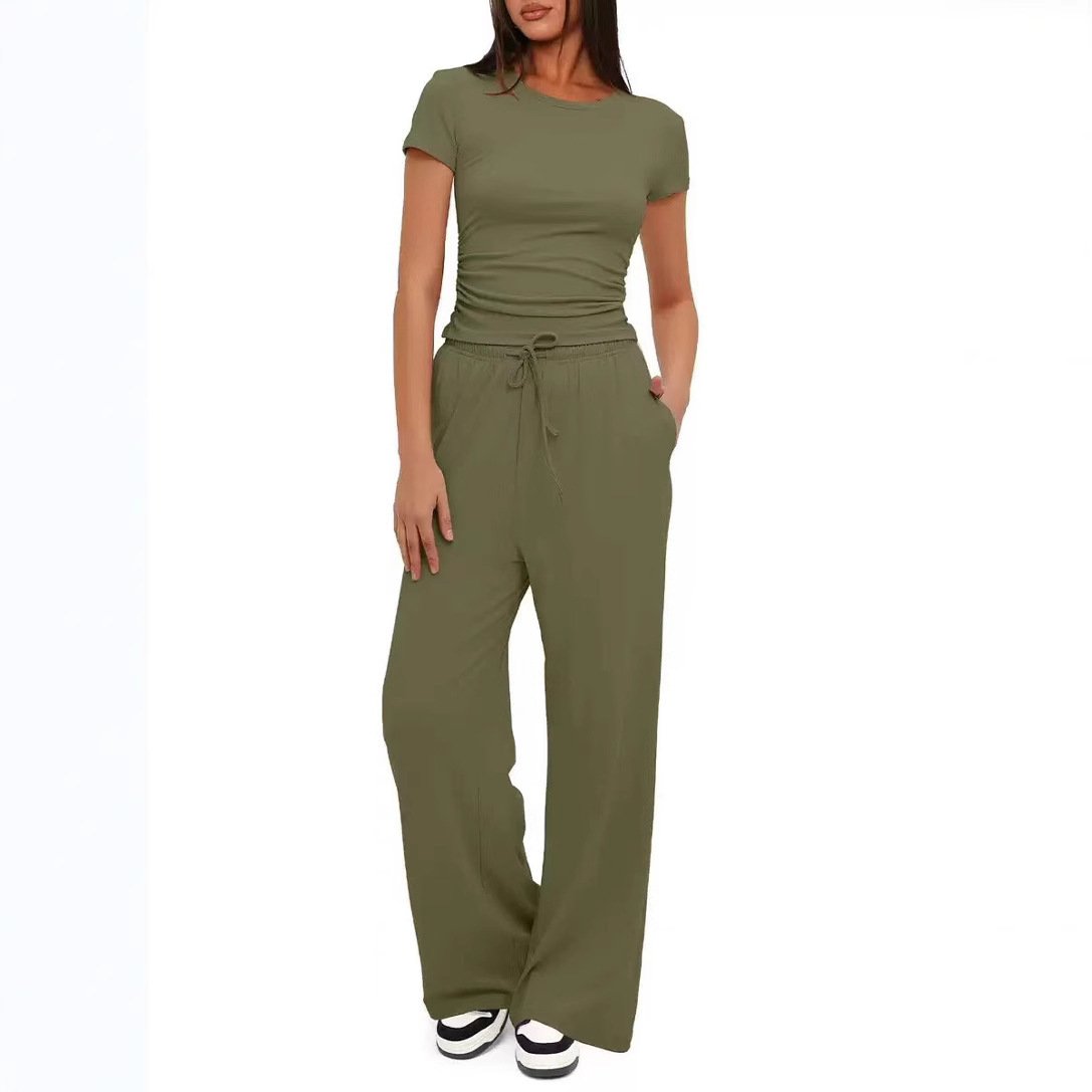 Two-Piece Casual Set With Wide-Leg Pants - Image 10