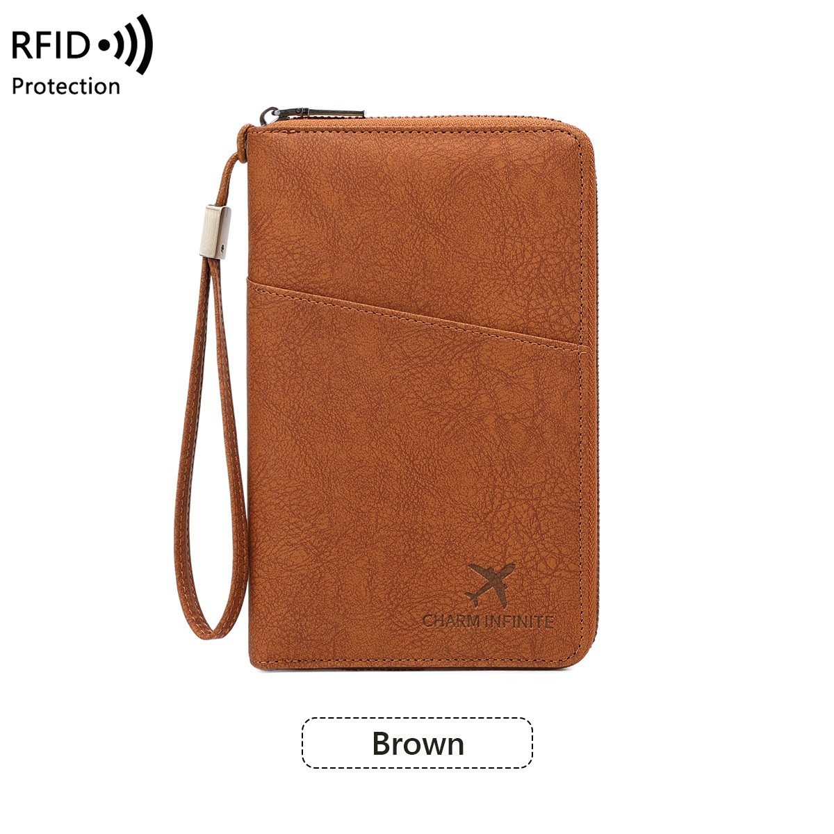 Cross-border RFID-blocking Passport Holder Long-style Zippered Passport Case Multi-functional Travel Document And Ticket Organizer - Image 9