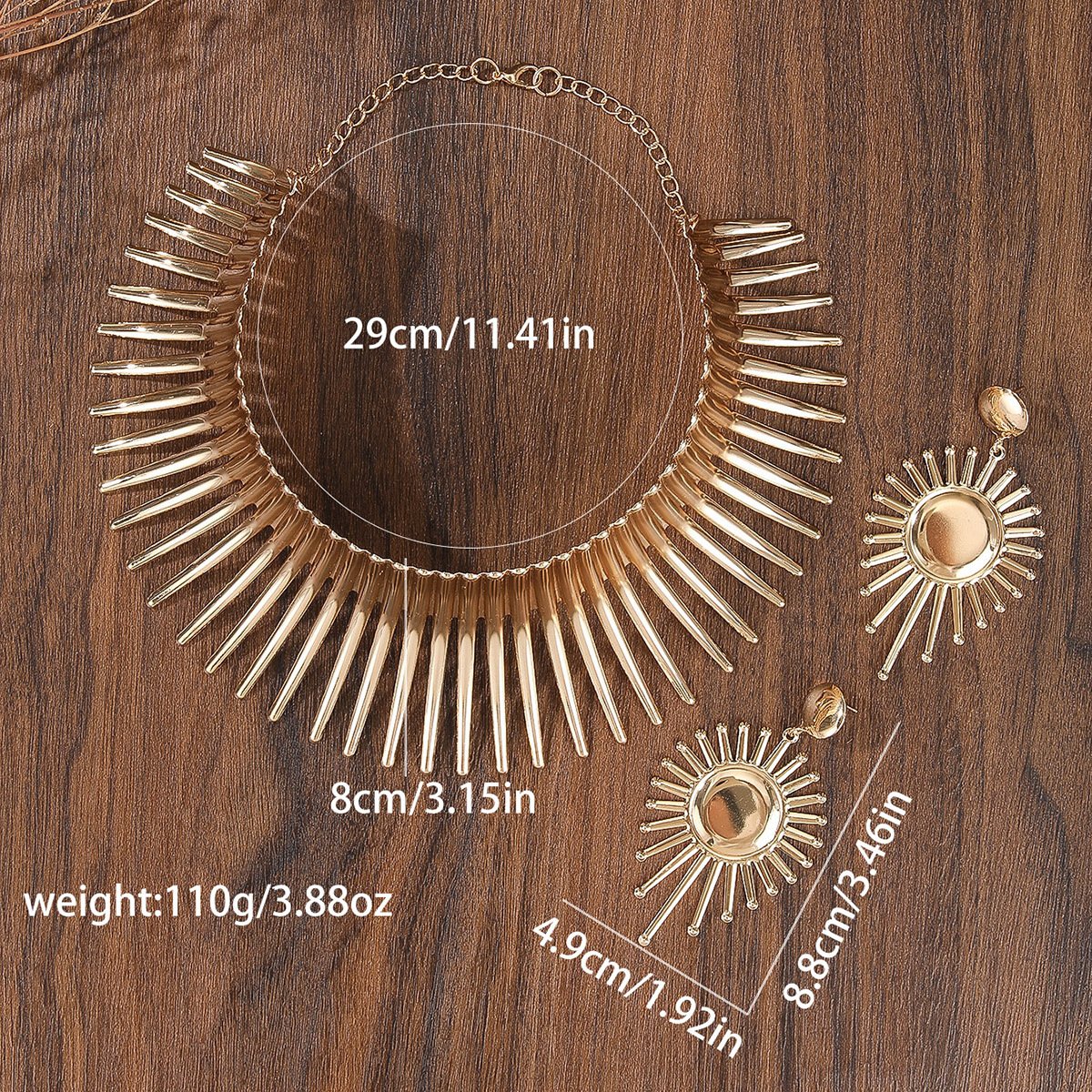 Amazon's Best-Selling Jewelry Set European And American Popular Stylish Exaggerated African Metal Choker And Earrings Women's Accessories - Image 2
