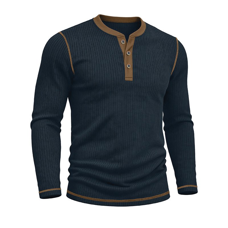 Men's Long-sleeve Henley Sweater - Image 3