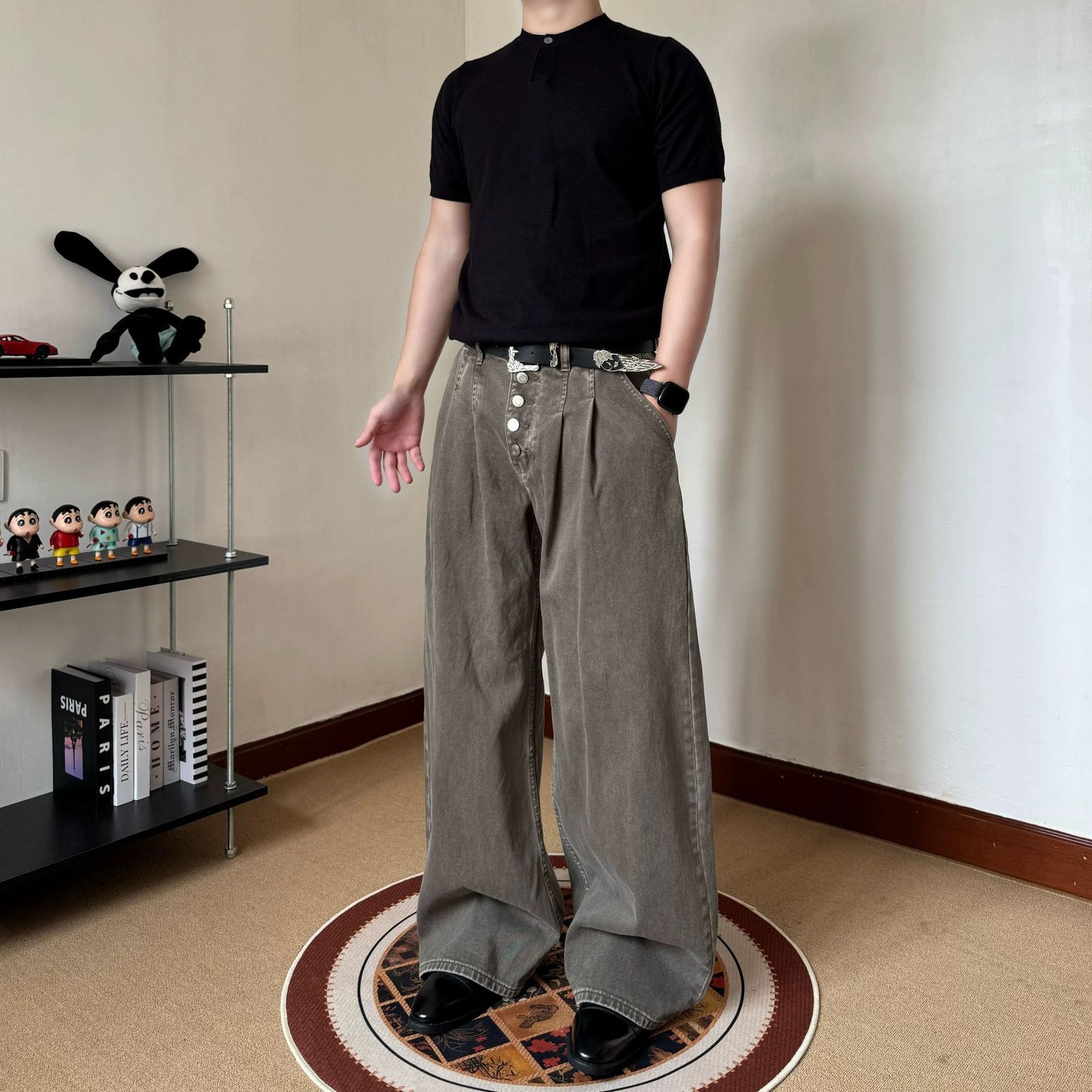Retro Loose-fit Straight-leg Mens Pants - Image 4