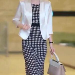 Plaid Dress Paired With A Blazer