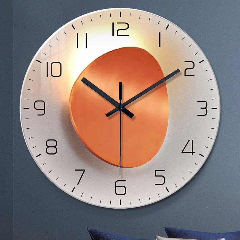 Tempered Glass Wall Clock Mute Living Room Clock Wall-mounted Decorative Clock - Image 5