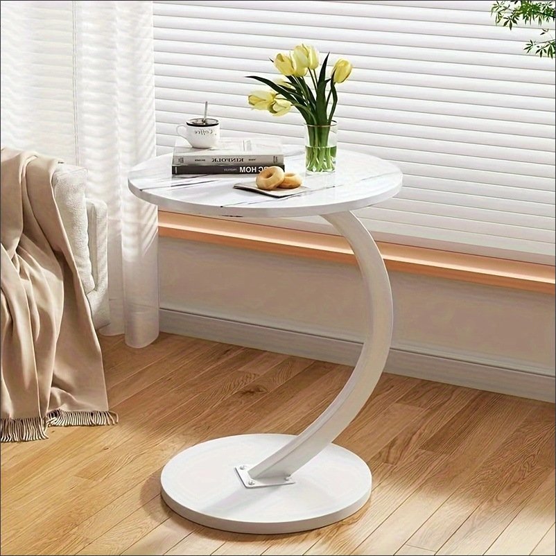 Round Small Coffee Table Living Room Sofa Side Table Bedroom Bedside Table Bedside Table Small Table Movable Coffee Table - Image 7
