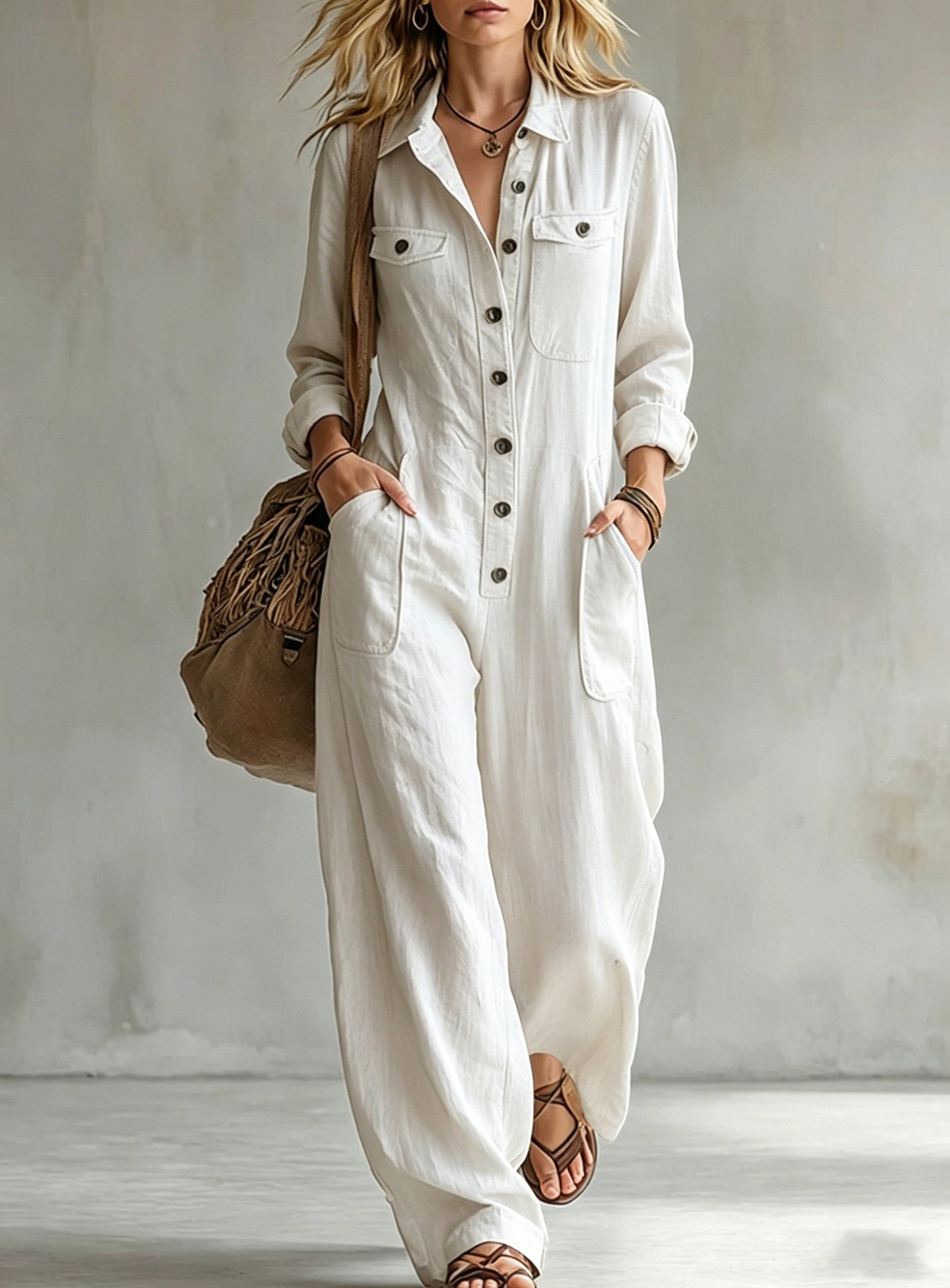 Women's Linen Casual Jumpsuit - Image 5