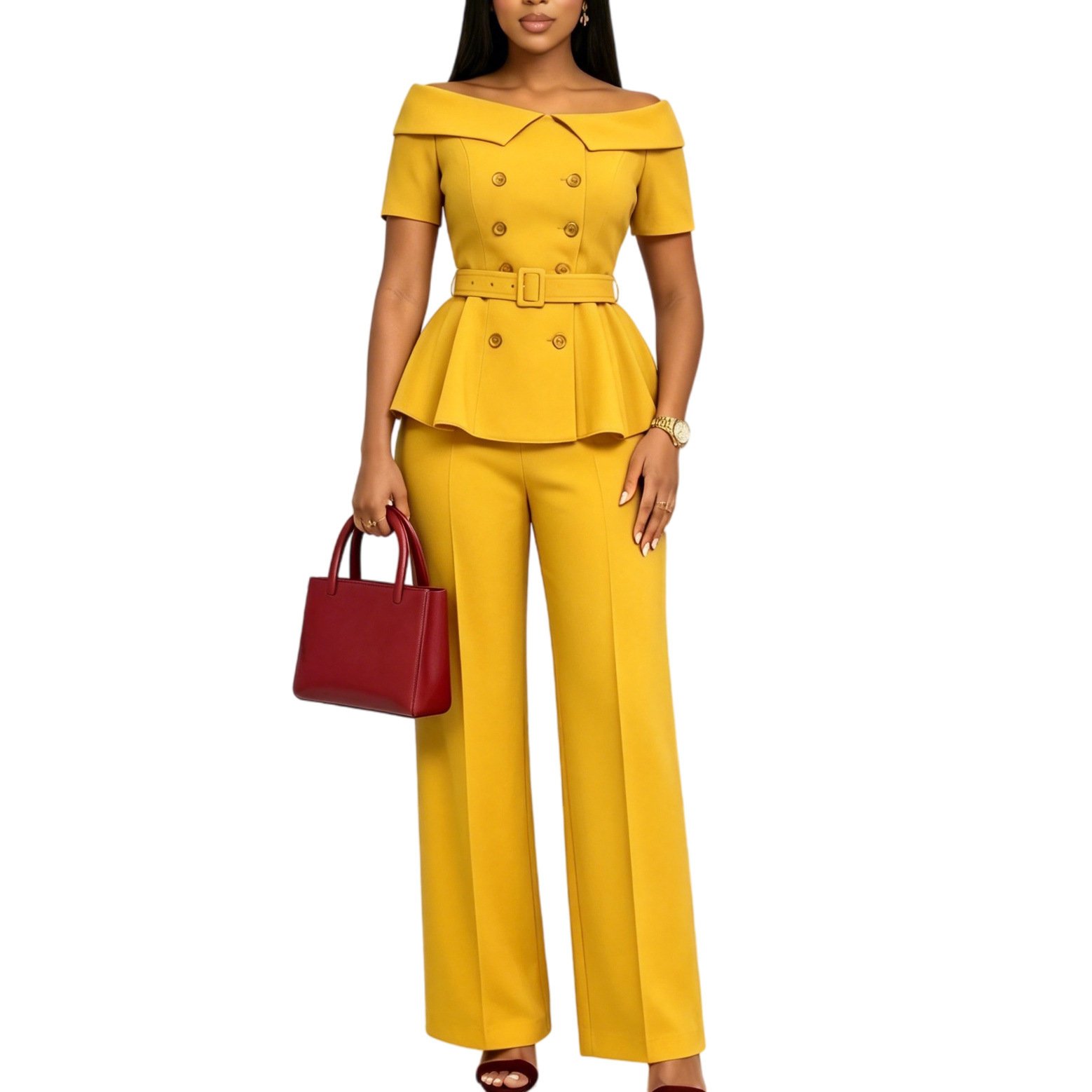 Off-shoulder Short-sleeve Casual Set - Image 2