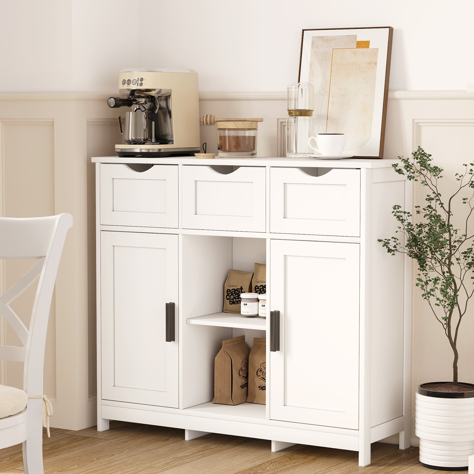 Cabinets With Drawers And Shelves, Living Room, Bedroom, Bathroom Decor Cabinets Furniture Home Decor - White - Image 6