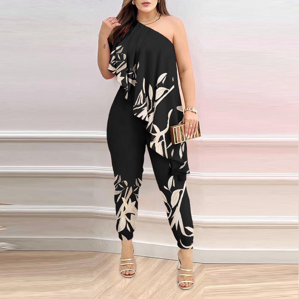 Printed One-shoulder Jumpsuit - Image 5