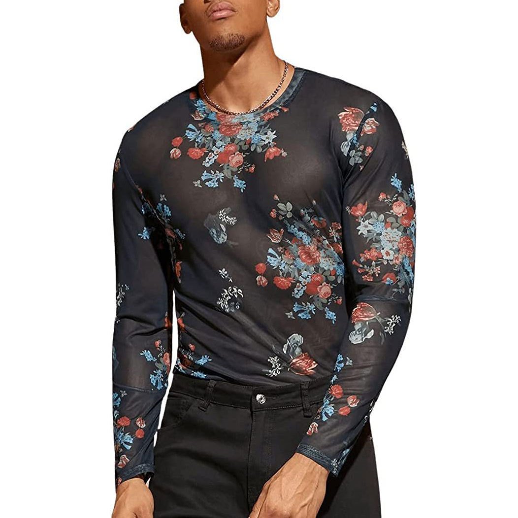 Men's See-Through Tight-Fitting Mesh T-Shirt