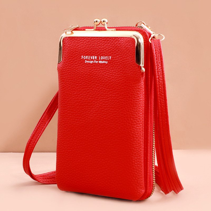 Mobile Phone Bag With Lock Design Korean Style Fashion Lychee Pattern Crossbody Bags For Women - Image 7