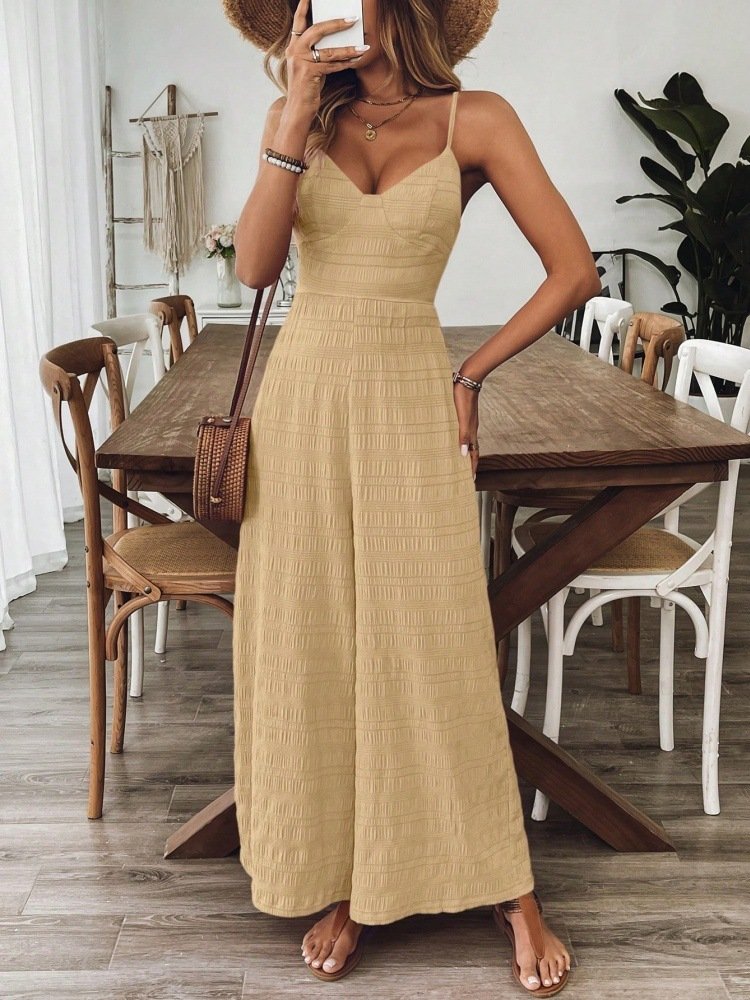Jumpsuit With Shoulder Straps-Bow Detail On The Back - Image 4