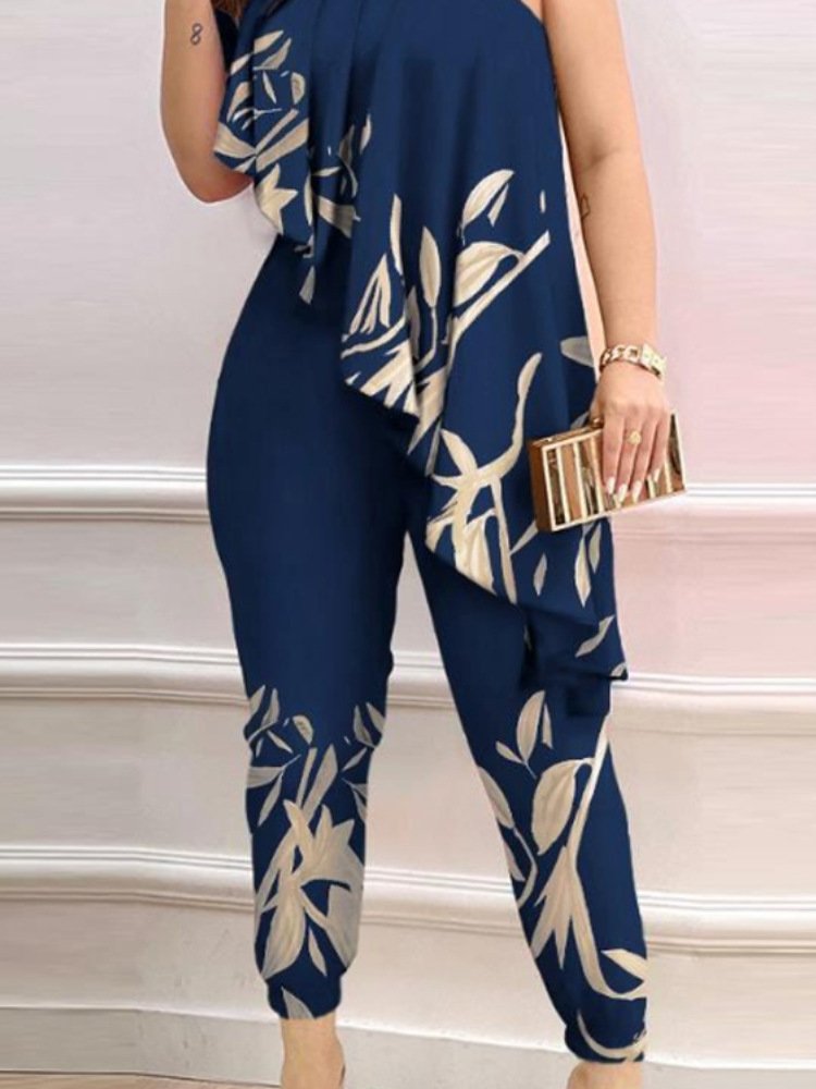 Printed One-shoulder Jumpsuit - Image 4