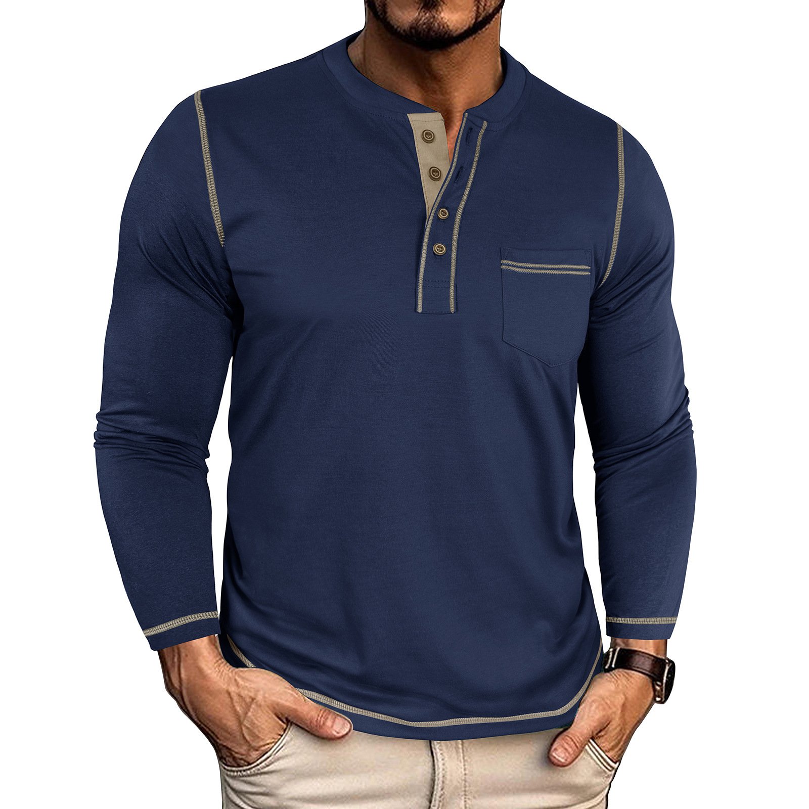 Men's Henley Pocket With Long Sleeves - Image 10