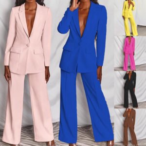 Long-Sleeved Suit Straight-Leg Pants Suit