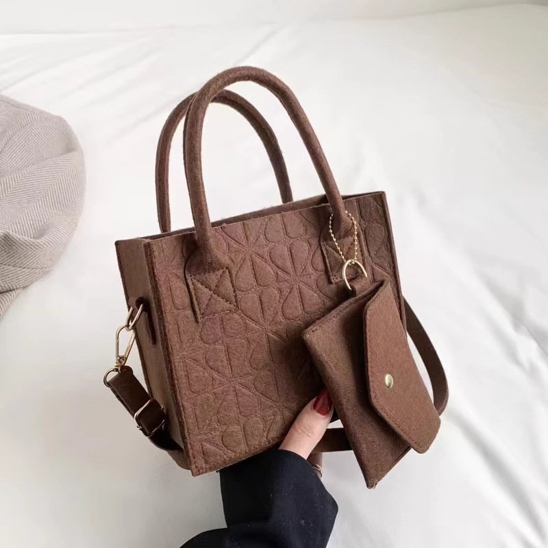 Simple Small Handbag Women's Fashion Felt One Shoulder Combination Bags - Image 2