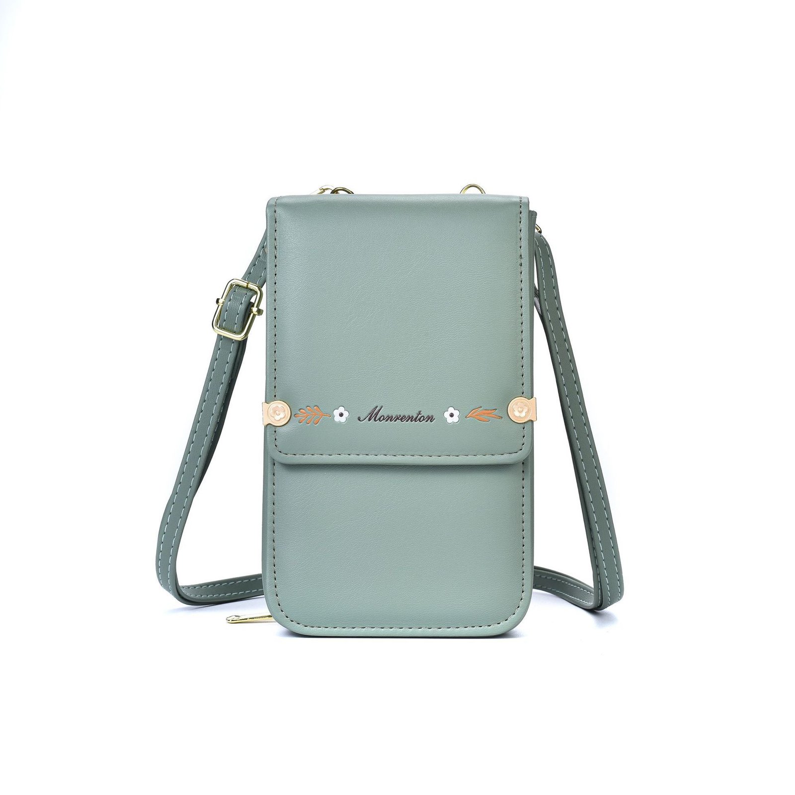 Flowers Embroidery Mobile Phone Bags For Women Ins Fashion Crossbody Shoulder Bag Ladies Long Wallet - Image 3