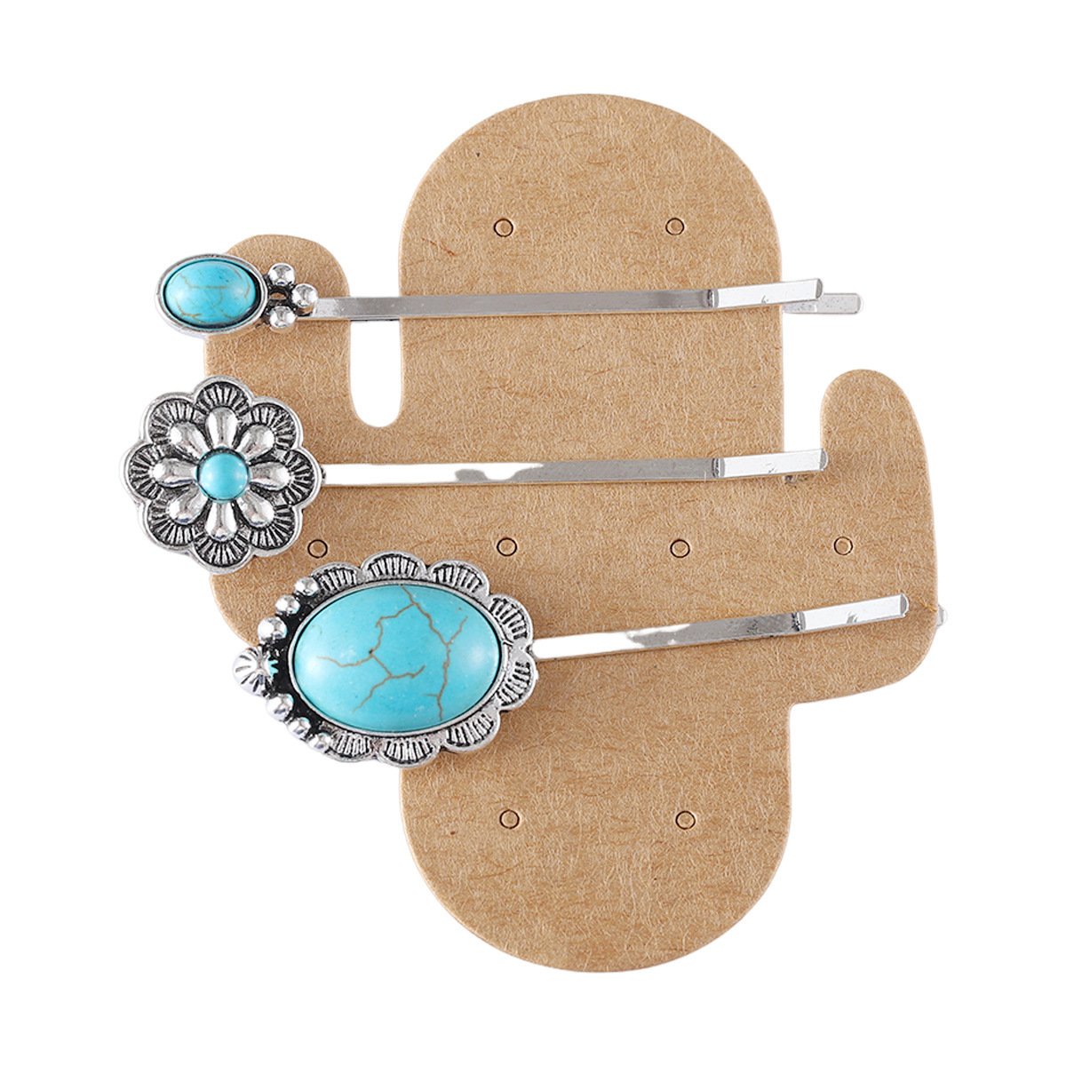 Bohemian Style Turquoise-encrusted Bobby Pin Hair Clip Set, A Popular - Image 2