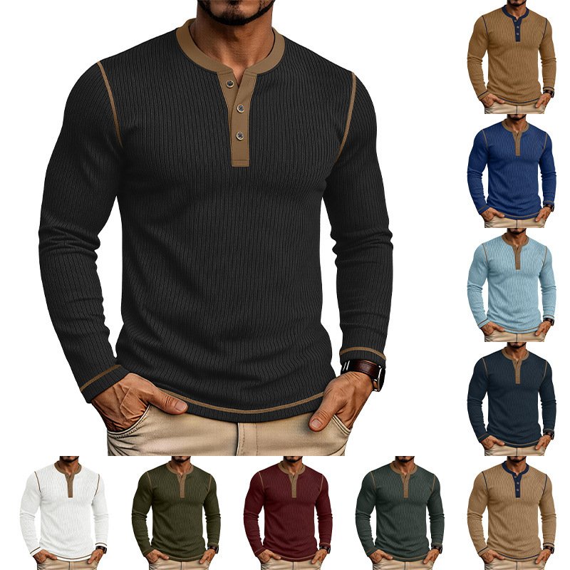 Men's Long-sleeve Henley Sweater - Image 6