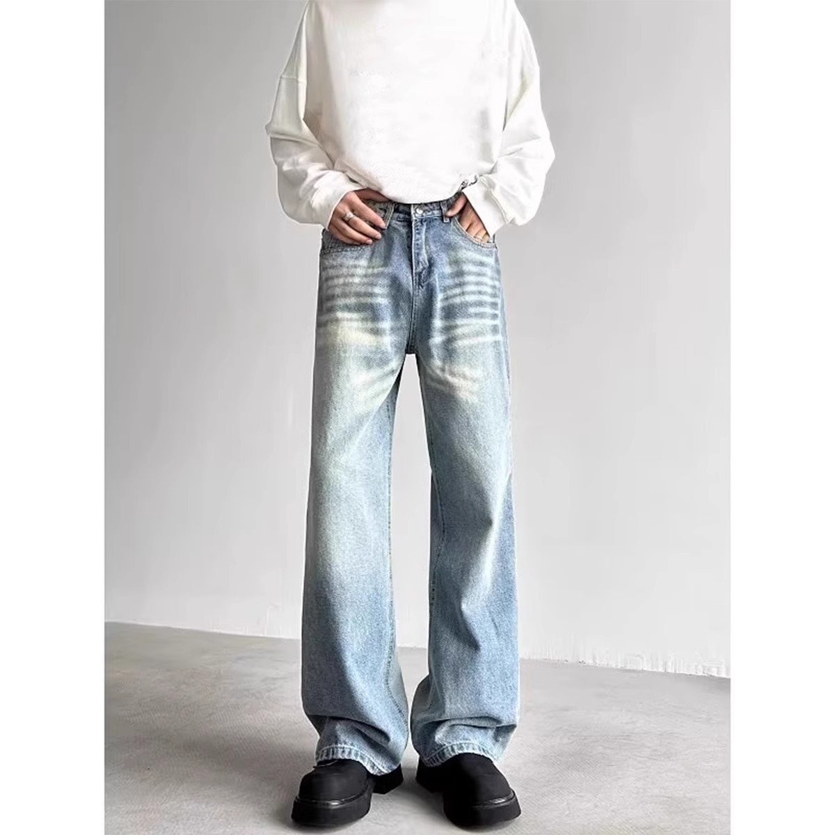 Distressed Loose Straight-leg Pants - Image 3