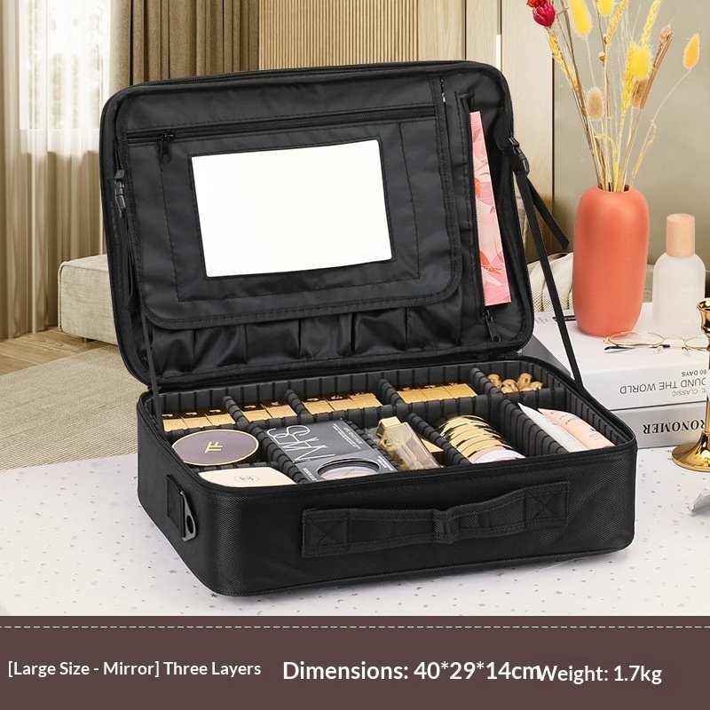 Large Capacity Makeup Bag, Multi-layer Embroidered Nail Art And Makeup Artist Makeup Storage Bag, Handheld Portable Toolbox Bag - Image 10