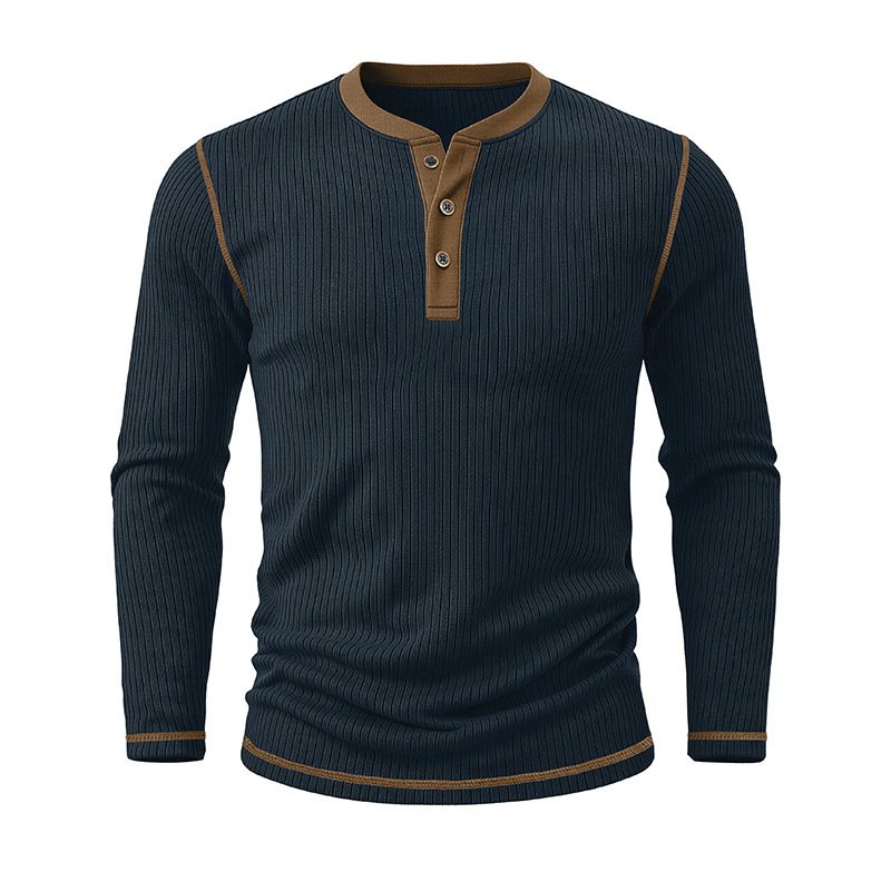 Men's Long-sleeve Henley Sweater - Image 2