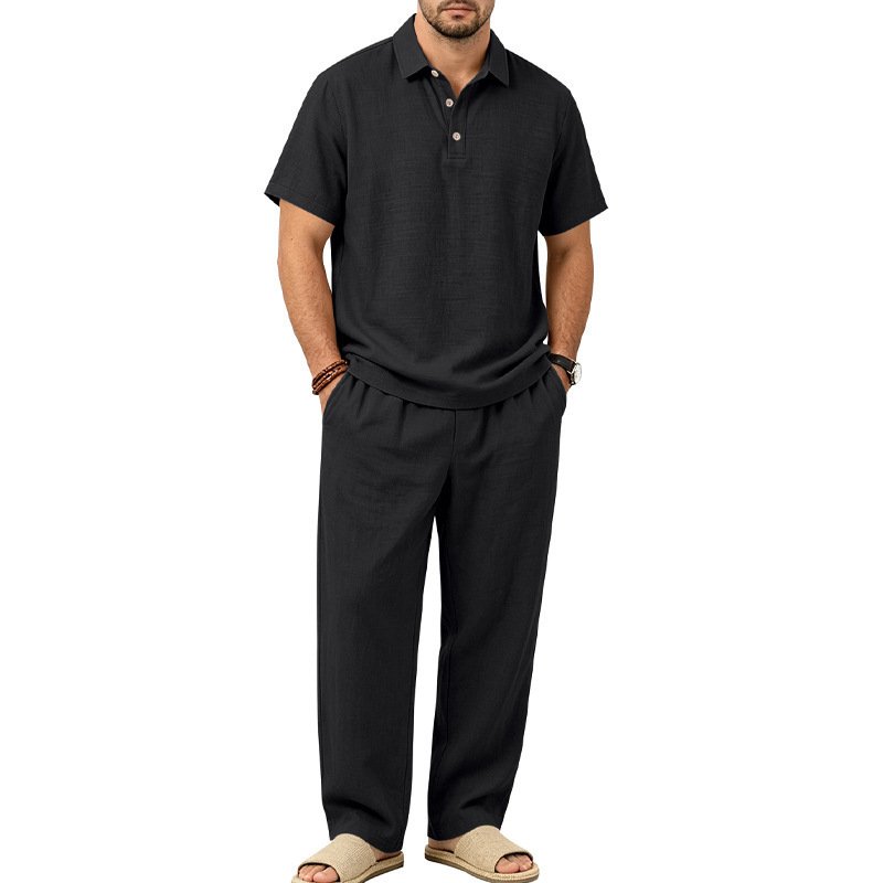 Men's Linen Short-sleeve Top And Trousers Set - Image 6