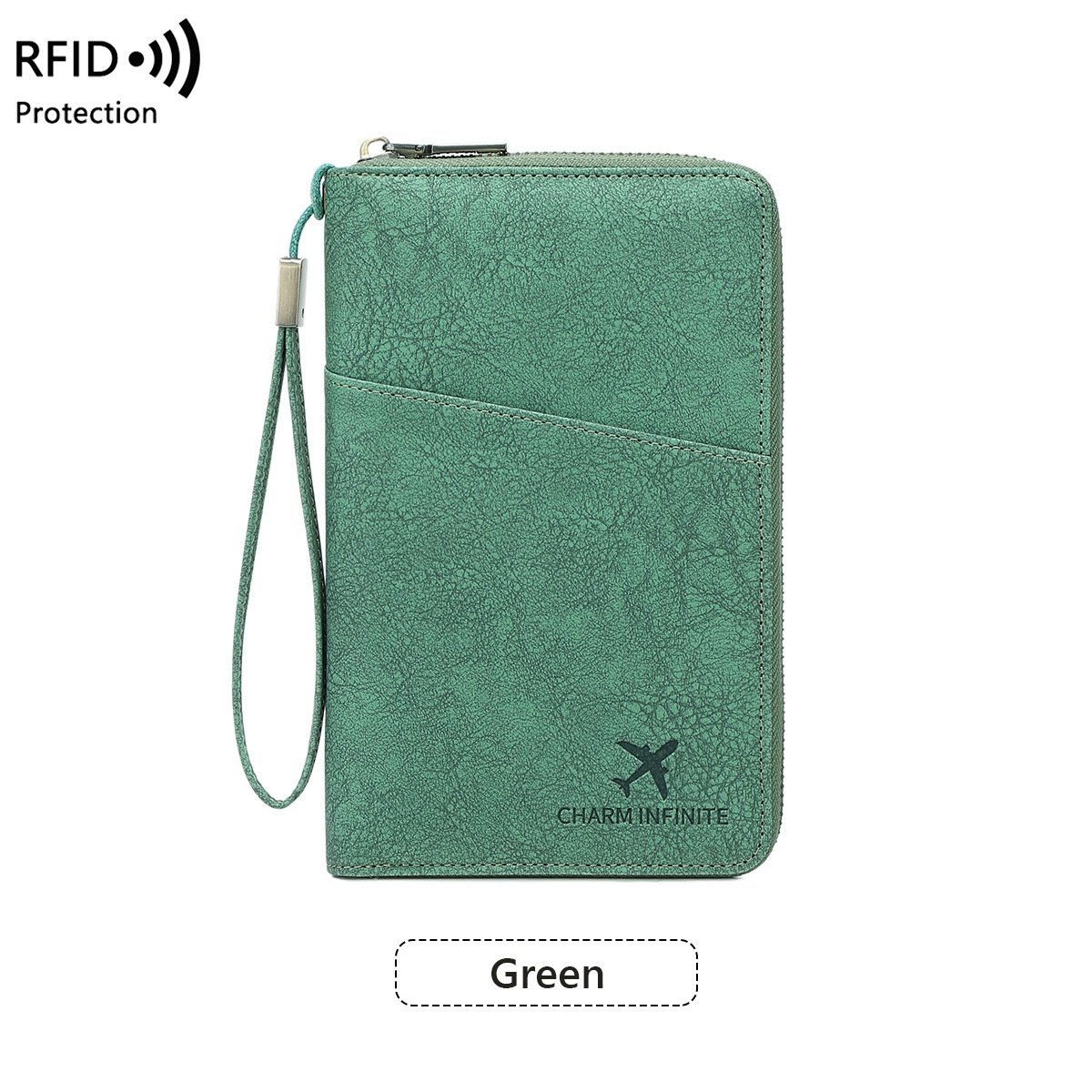 Cross-border RFID-blocking Passport Holder Long-style Zippered Passport Case Multi-functional Travel Document And Ticket Organizer - Image 4