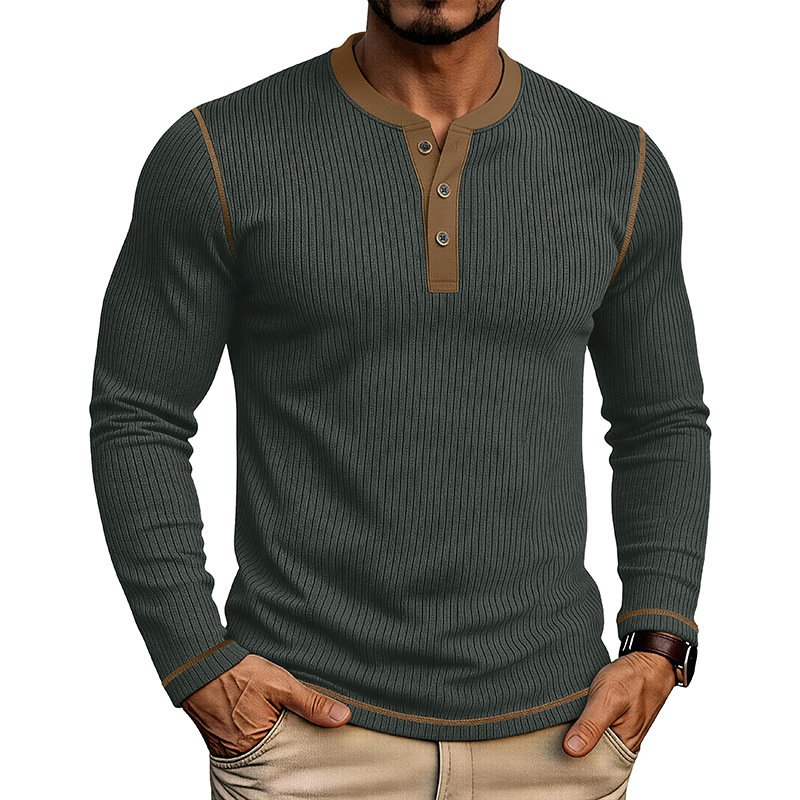 Men's Long-sleeve Henley Sweater - Image 8