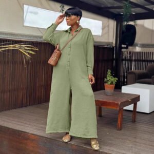 Casual Long Sleeve Wide Leg One-piece