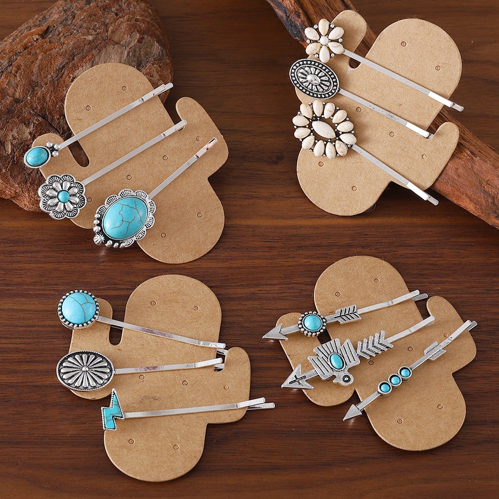 Bohemian Style Turquoise-encrusted Bobby Pin Hair Clip Set, A Popular - Image 9