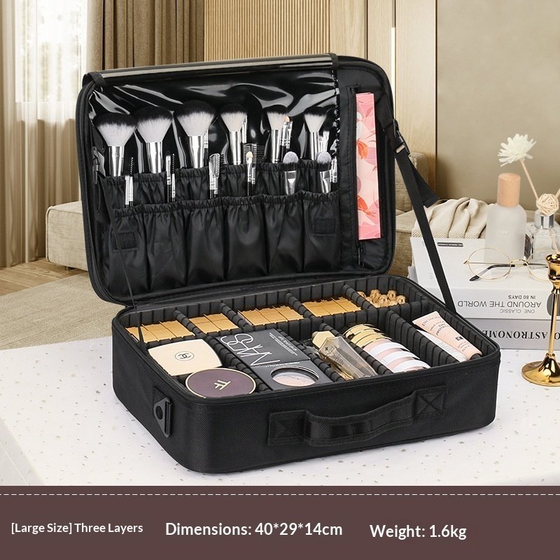Large Capacity Makeup Bag, Multi-layer Embroidered Nail Art And Makeup Artist Makeup Storage Bag, Handheld Portable Toolbox Bag - Image 3