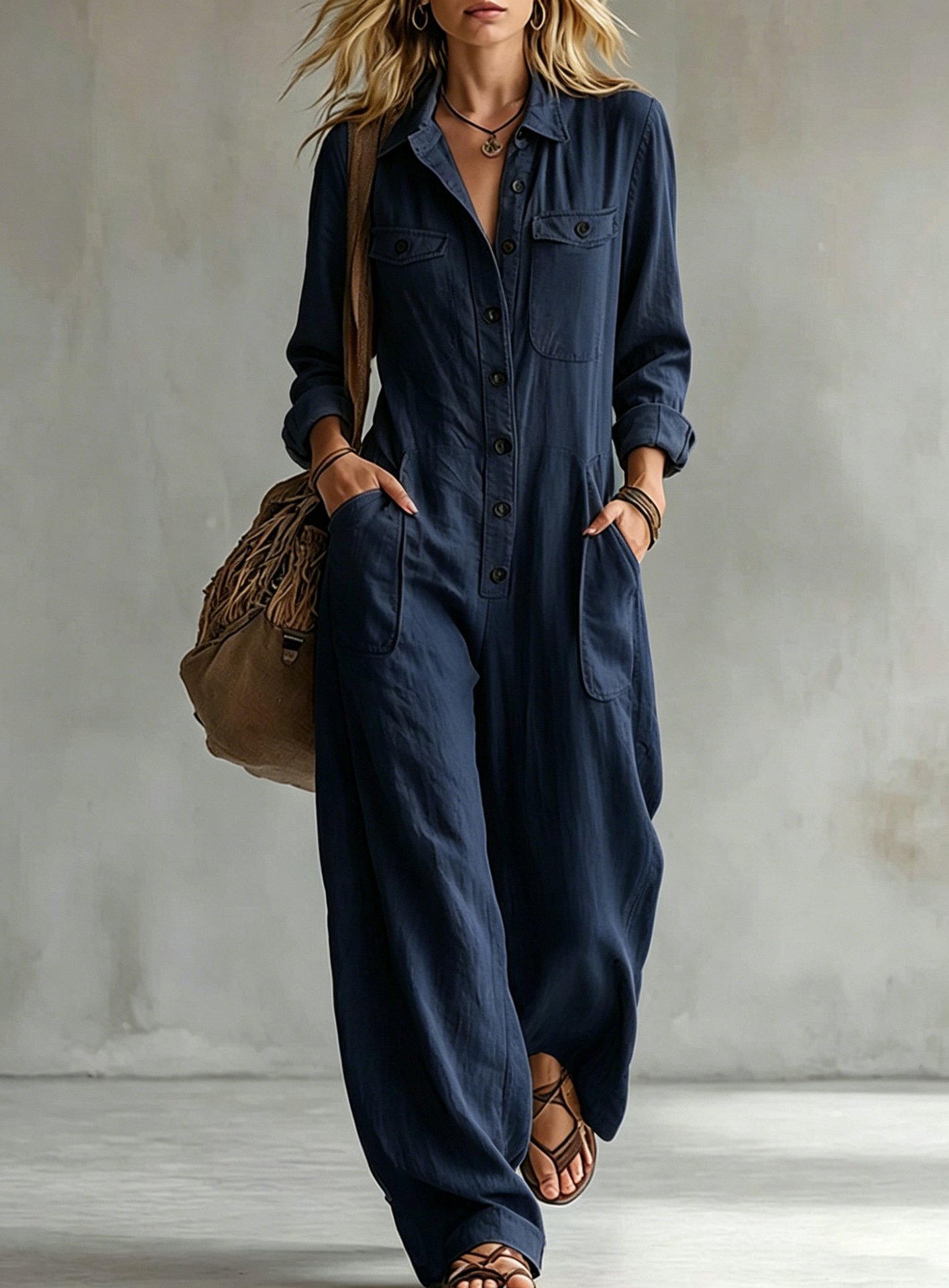 Women's Linen Casual Jumpsuit - Image 4
