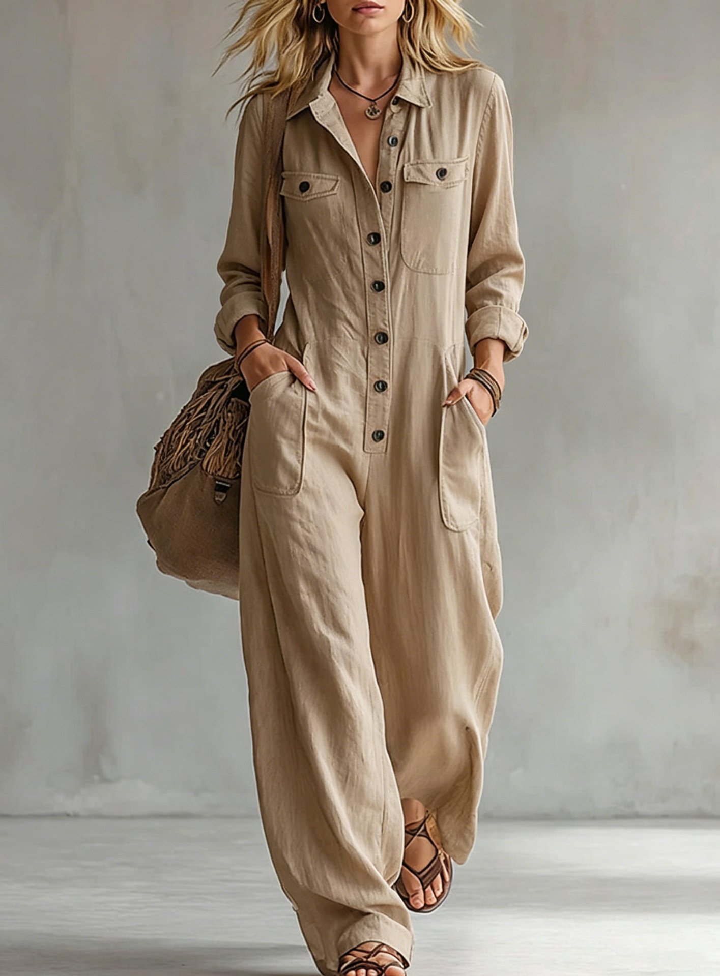 Women's Linen Casual Jumpsuit - Image 7