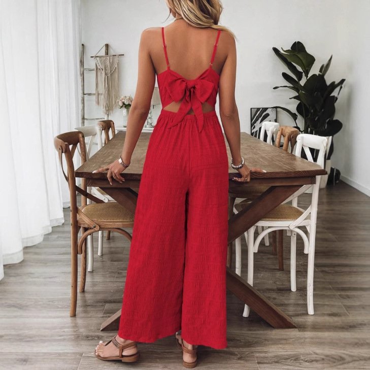 Jumpsuit With Shoulder Straps-Bow Detail On The Back - Image 8
