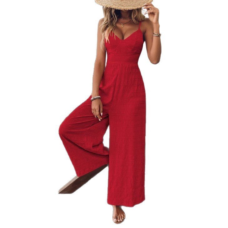 Jumpsuit With Shoulder Straps-Bow Detail On The Back - Image 2