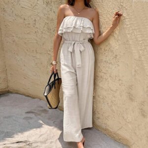 Sleeveless Tube Top Jumpsuit Ruffled