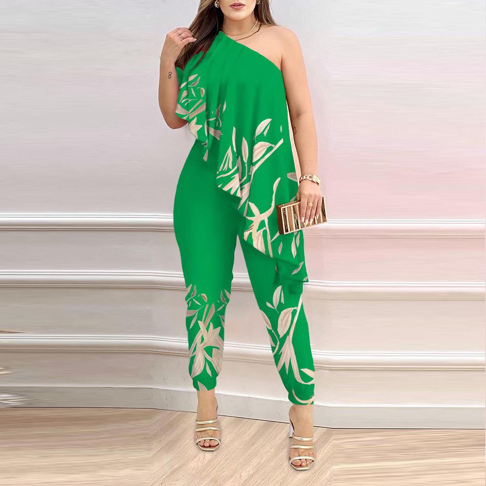 Printed One-shoulder Jumpsuit - Image 3