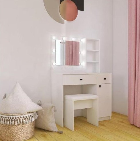 Vanity Desk With Lights, Vanity Set With Mirror, Makeup Vanity Desk With Large Drawers Three Level Storage Dreeser, VanitysVanities With 3 Lights Brightness Adjustable For Bedroom, White - Image 4