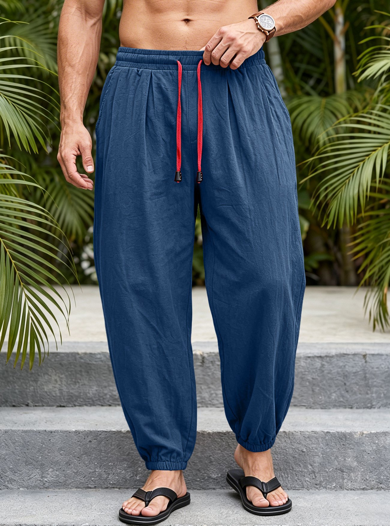 Men's Loose-Fit Plus-Size Drawstring Pants - Image 2