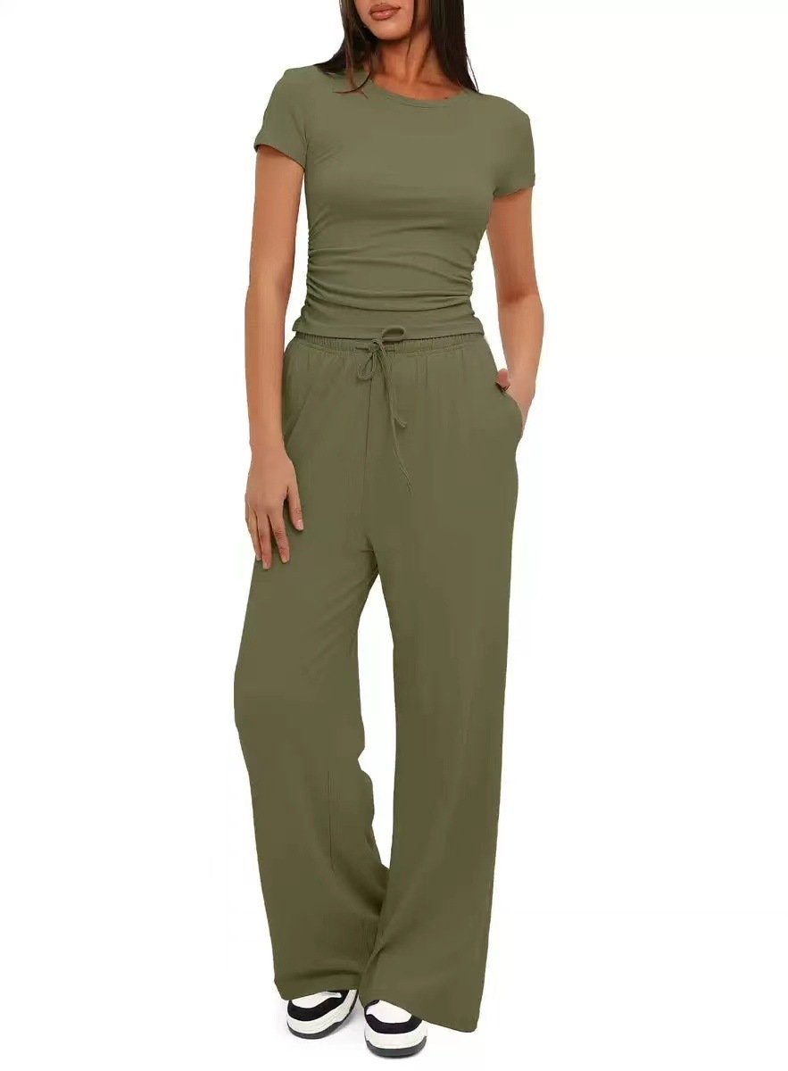 Two-Piece Casual Set With Wide-Leg Pants - Image 5