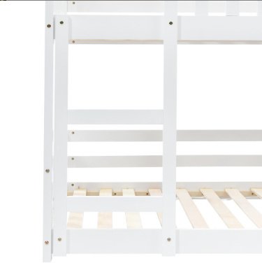 Bunk Bed, Twin Sleeper Bed With Ladder, Solid Wood Frame 3FT Single Bed, Gaming Bed, Castle-shaped Bed 90 X 190 Cm Children's Bed Room Furniture, Wooden Bed Frame For Kids Children White - Image 4