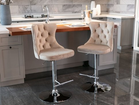 2-piece Set Of Rotating Velvet Bar Stools - Image 2