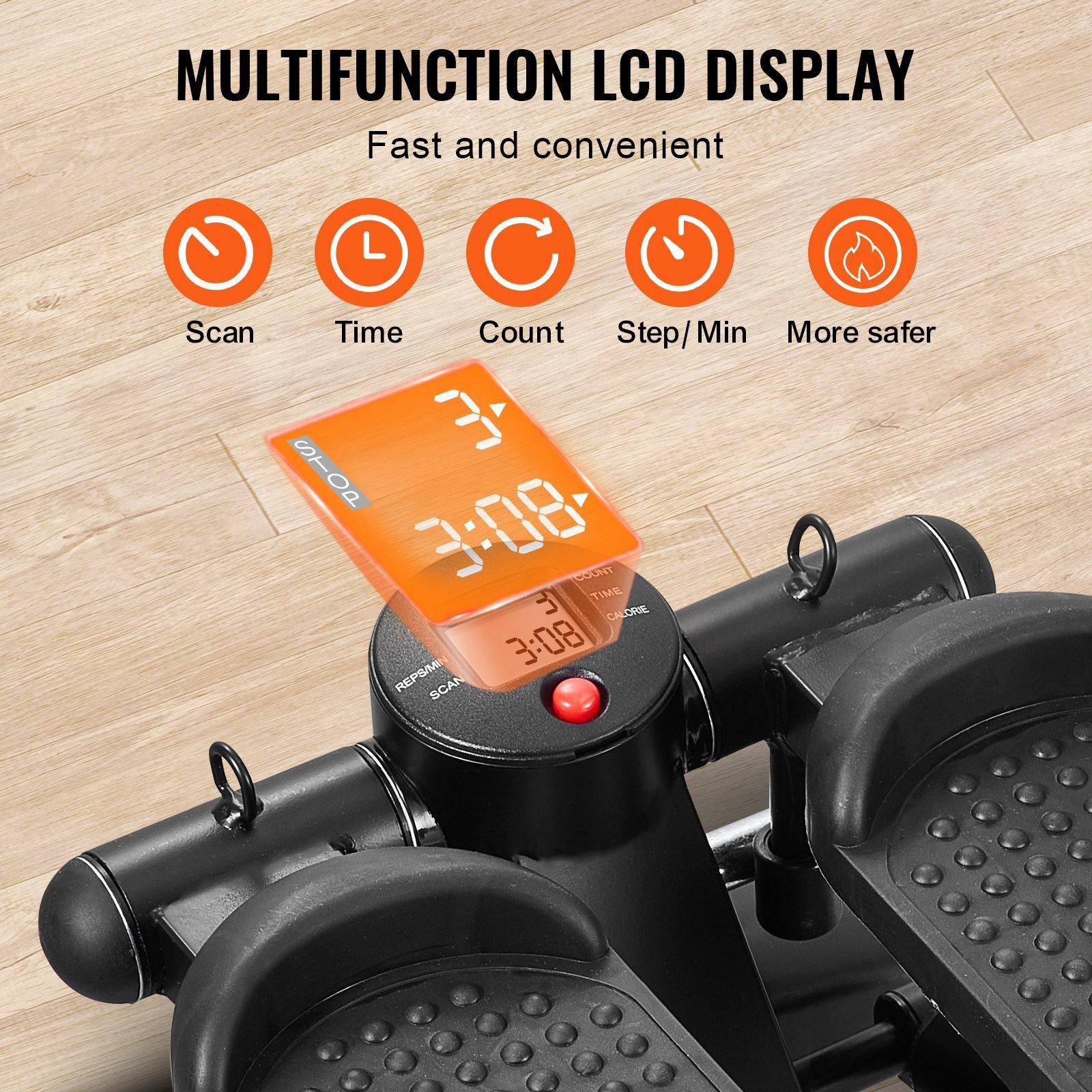 Stair Stepper, Mini Stepper For Exercise At Home, Hydraulic Fitness Stepper With Resistance Bands, Full Body Workout Cardio Equipment, Stair Climber With LCD Monitor, 330LBS Load Capacity - Image 2