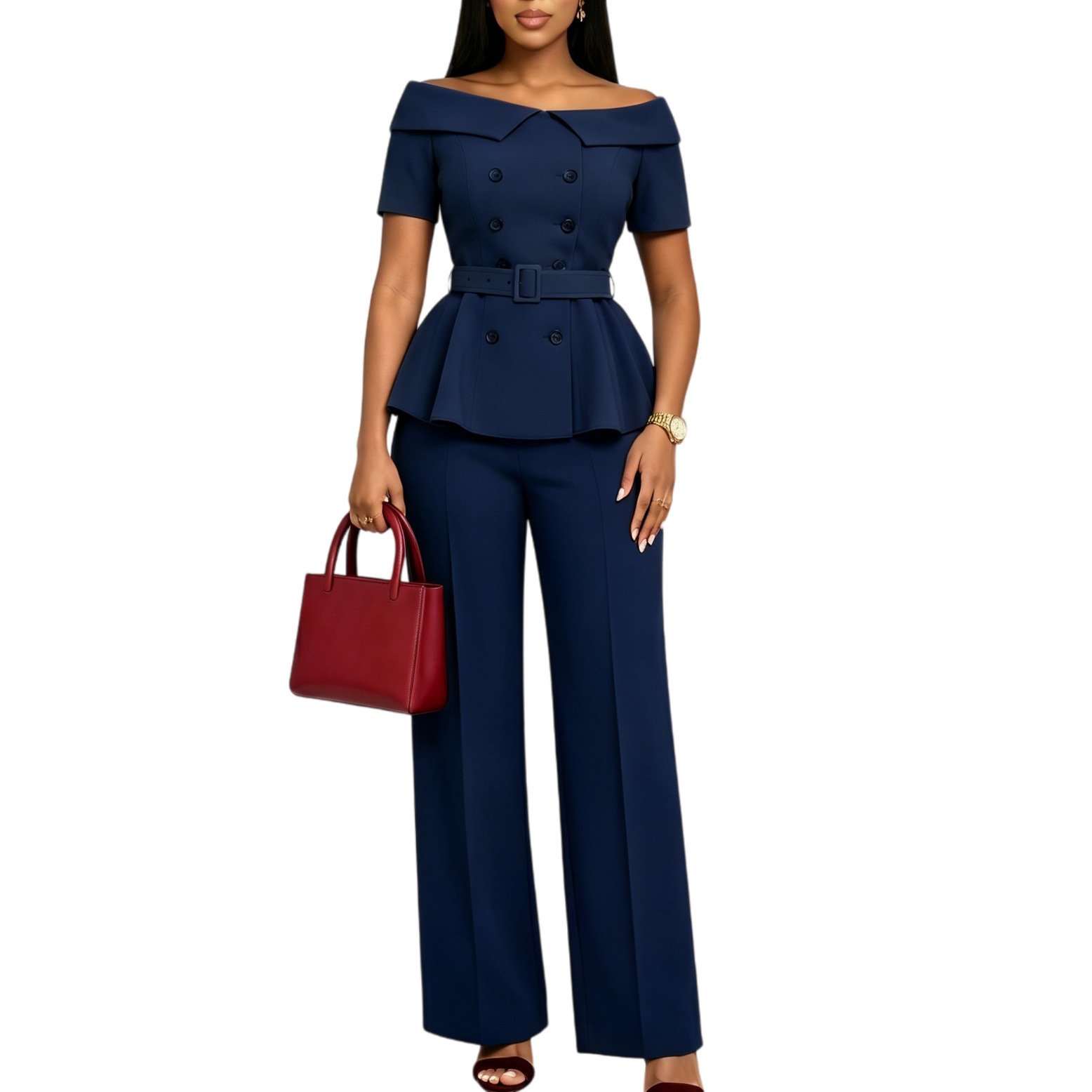 Off-shoulder Short-sleeve Casual Set - Image 8