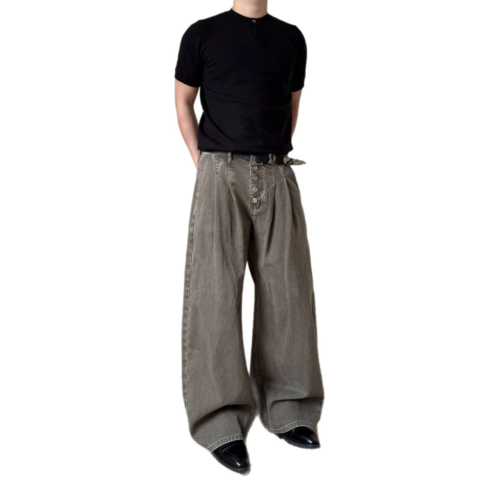 Retro Loose-fit Straight-leg Mens Pants - Image 2