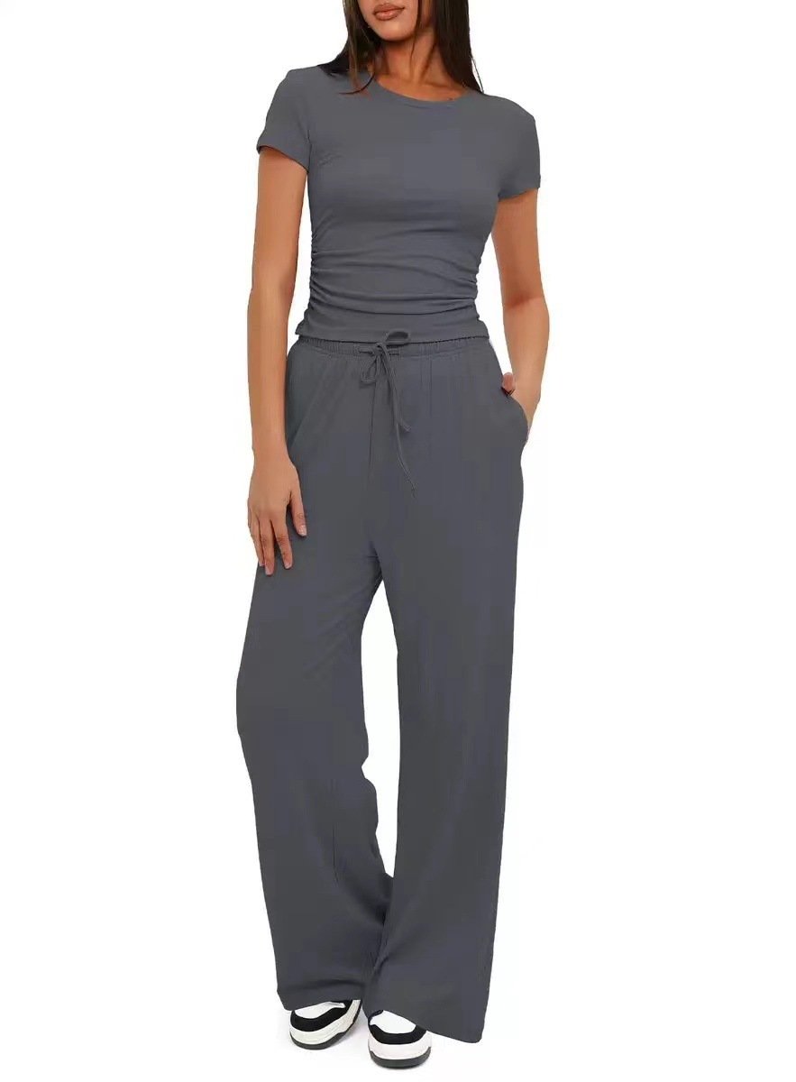 Two-Piece Casual Set With Wide-Leg Pants - Image 8
