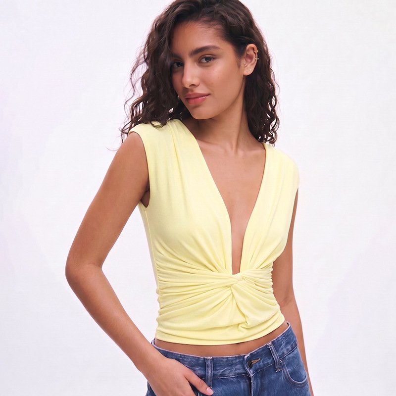 V-neck Sleeveless Fitted Top - Image 5